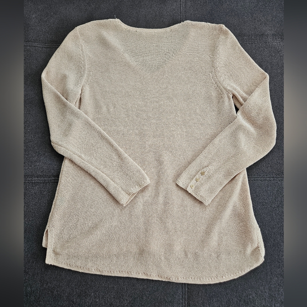J McLaughlin Callum Sweater Knit V Neck Beige Size Large - Picture 2 of 7